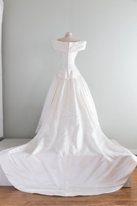 Stunning Vintage Scaasi Silk Wedding Gown With OTS Neckline / S