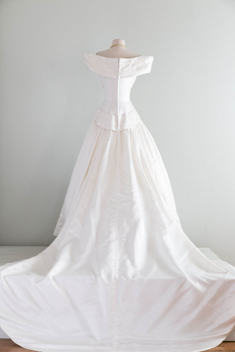 Stunning Vintage Scaasi Silk Wedding Gown With OTS Neckline / S