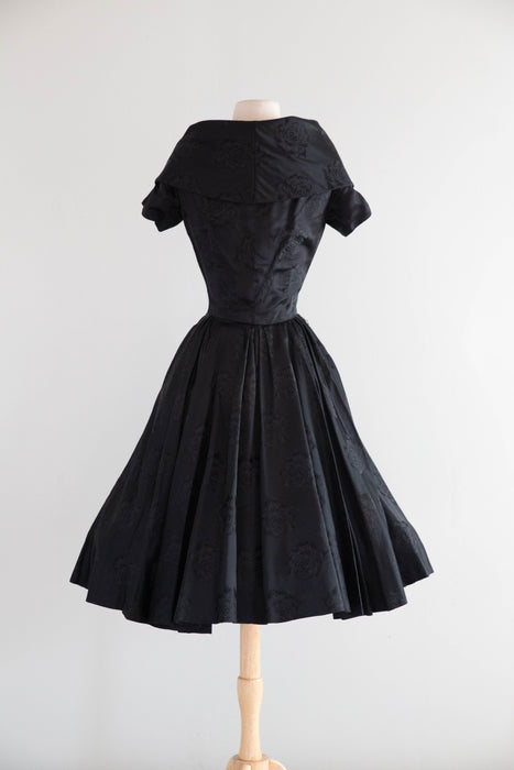 Exquisite 1950's Don Loper New Look Silk Rose Print Cocktail Dress / Small