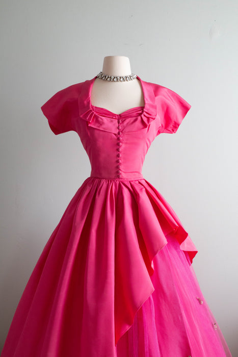 The Pinkest Of The Pink 50's Party Dresses With Bolero Jacket / Small