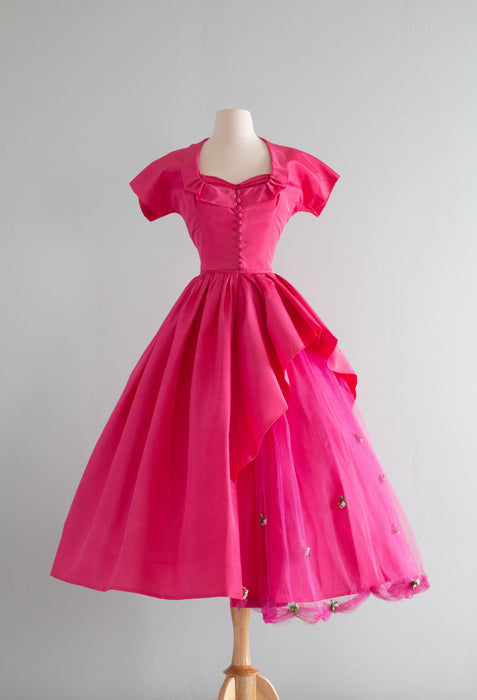 The Pinkest Of The Pink 50's Party Dresses With Bolero Jacket / Small