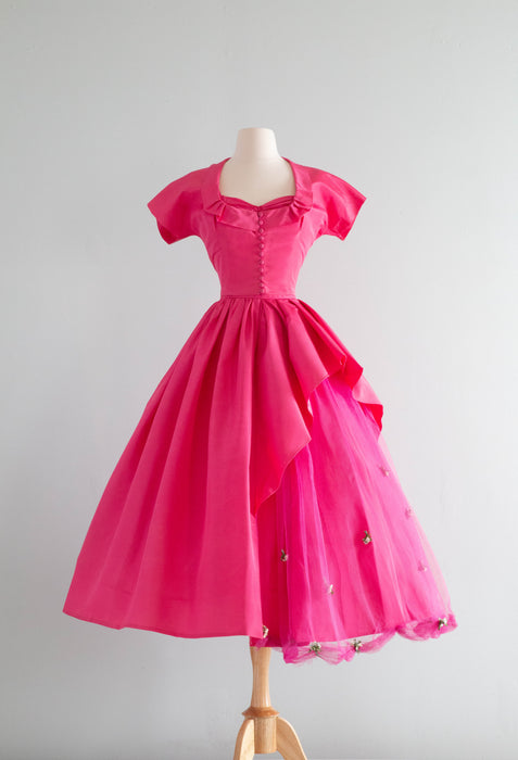The Pinkest Of The Pink 50's Party Dresses With Bolero Jacket / Small Xtabay Vintage The Pinkest Of The Pink 50's Party Dresses With Bolero Jacket / Small Xtabay Vintage