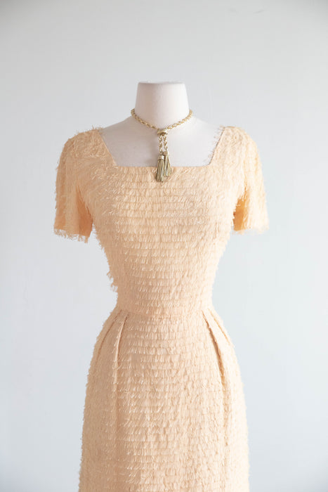 Chic 1950's Eyelash Wiggle Dress in Buttercream / SM