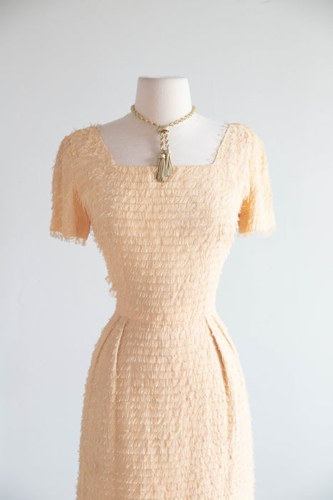 Chic 1950's Eyelash Wiggle Dress in Buttercream / SM