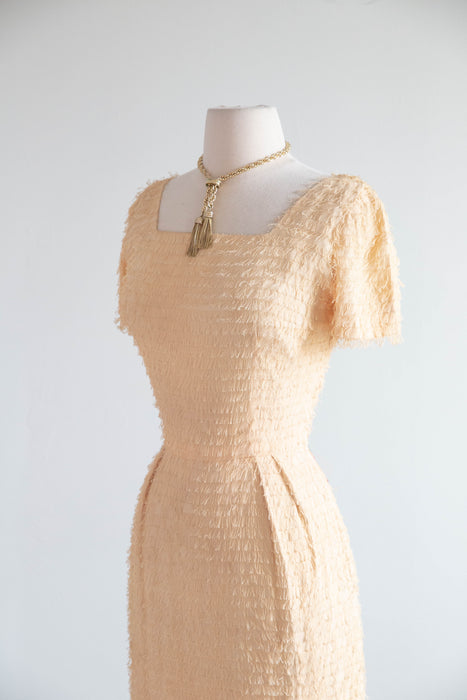 Chic 1950's Eyelash Wiggle Dress in Buttercream / SM