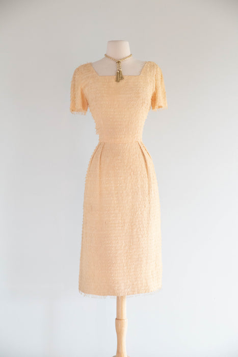 Chic 1950's Eyelash Wiggle Dress in Buttercream / SM
