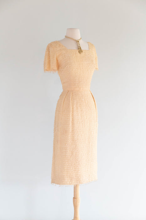 Chic 1950's Eyelash Wiggle Dress in Buttercream / SM