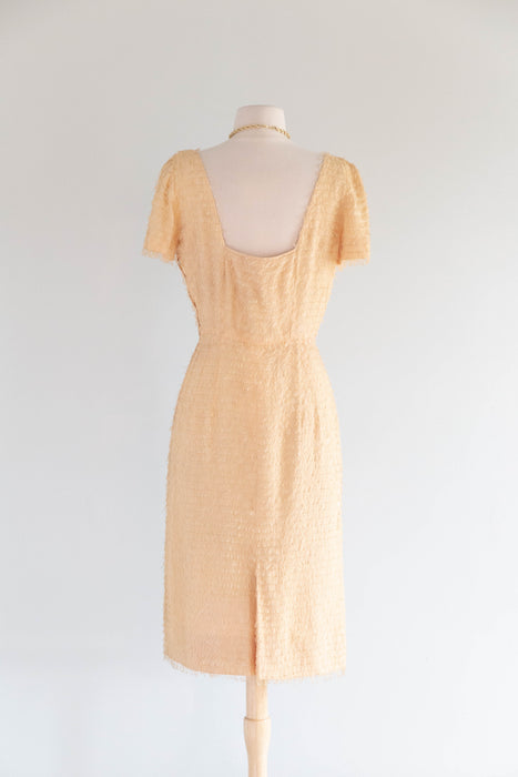 Chic 1950's Eyelash Wiggle Dress in Buttercream / SM