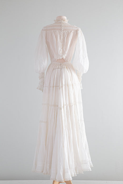 white cotton lawn dress Antique Edwardian Dress / Vintage 1910s Lawn Dress / Spring Awakens Dress