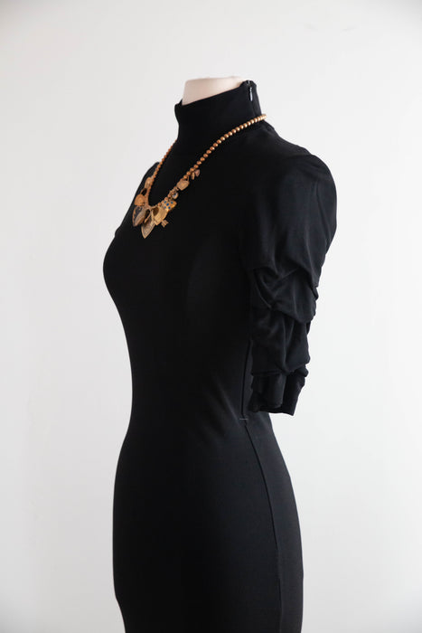 Stunning 1990's Jean Paul Gaultier Black Jersey Fitted Gown / S