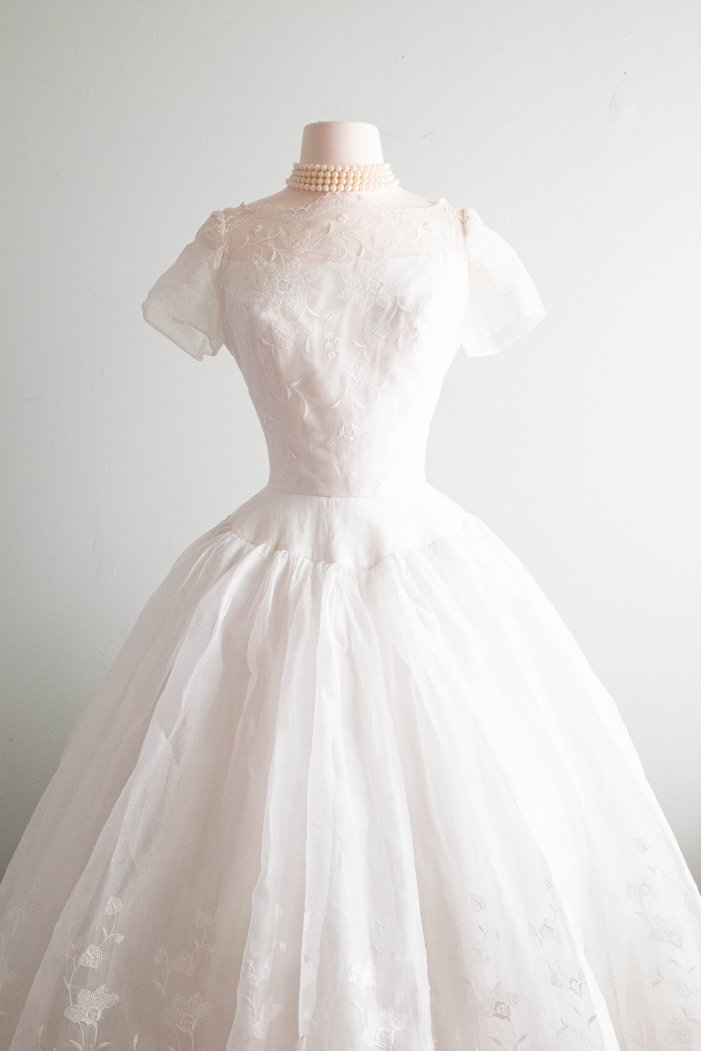 A Dream Come True 1950's William Cahill Embroidered Cotton Organdy Wed ...