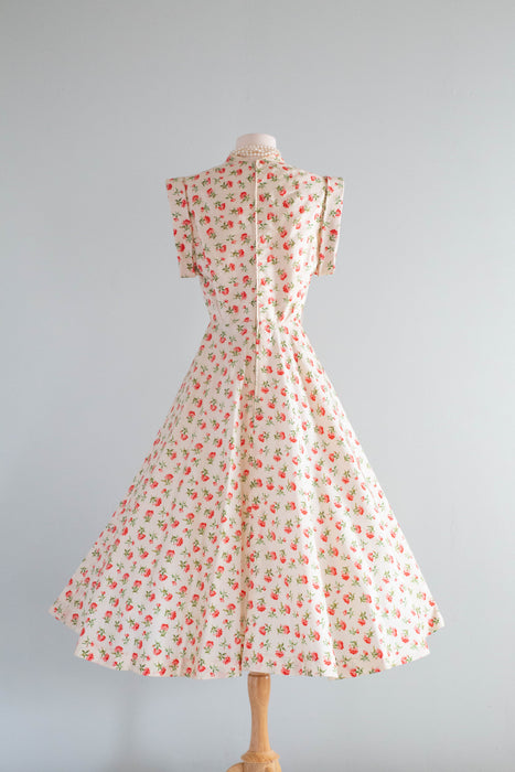 Absolutely Stunning 1950's Traina-Norell Silk Carnation Print Dress / SM