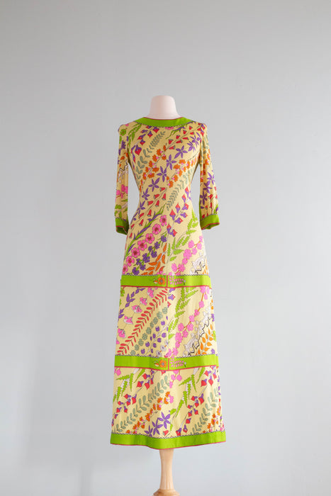 Fabulous Italian Designer Silk Jersey Spring Midi Length Garden Party Xtabay Vintage Fabulous Italian Designer Silk Jersey Spring Midi Length Garden Party Xtabay Vintage