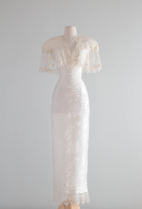 Fabulous Vintage Jessica McClintock Satin Brocade Wedding Dress / M – Xtabay Vintage