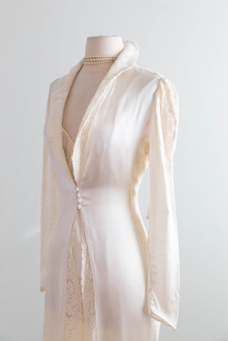 Sublime 1930’s Wedding Coat With Lace Insets and Train / SM