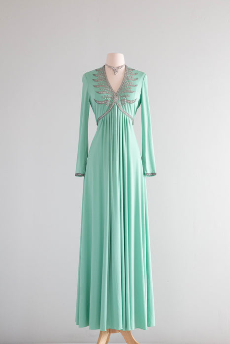 Stunning 1960's Beaded Glamorous Evening Gown / SM