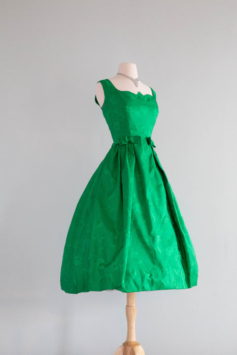 Hattie Carnegie Couture Emerald Green Cocktail Dress   / Small