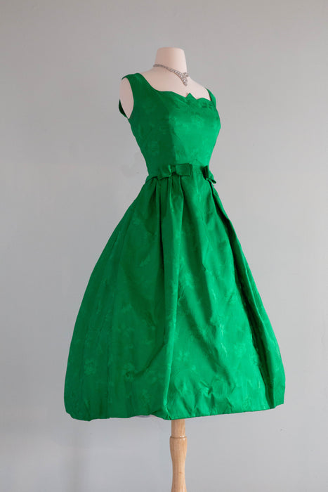 Hattie Carnegie Couture Emerald Green Cocktail Dress   / Small