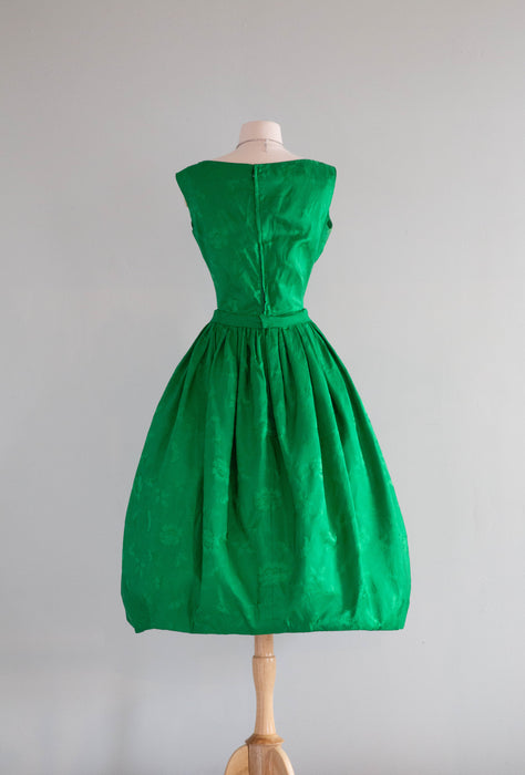 Hattie Carnegie Couture Emerald Green Cocktail Dress   / Small