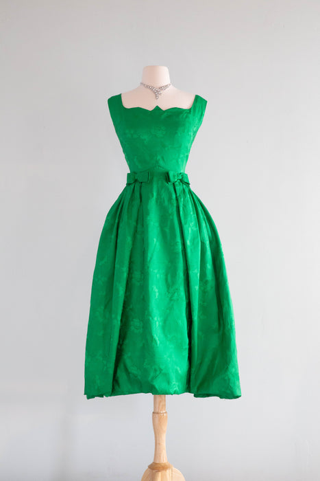 Hattie Carnegie Couture Emerald Green Cocktail Dress   / Small