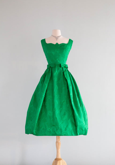 Hattie Carnegie Couture Emerald Green Cocktail Dress   / Small