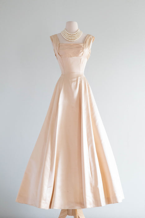 Iconic 1950's Ceil Chapman Ivory Silk Satin Wedding Gown Small