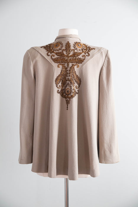 Extraordinary 1940's Beaded Swing Coat by Dolores of California / SM