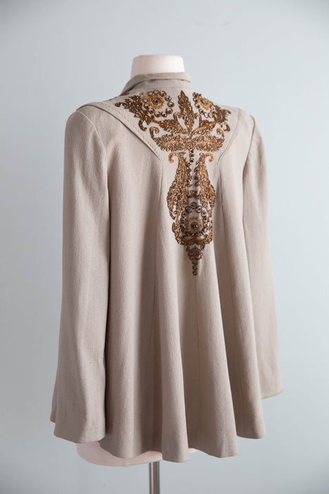 Extraordinary 1940's Beaded Swing Coat by Dolores of California / SM