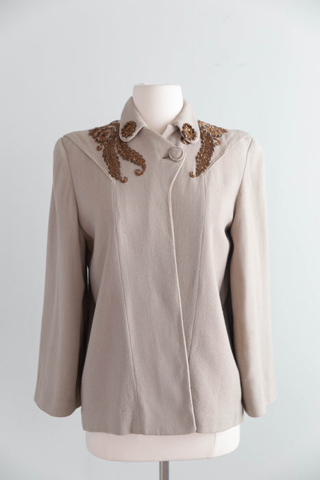 Extraordinary 1940's Beaded Swing Coat by Dolores of California / SM