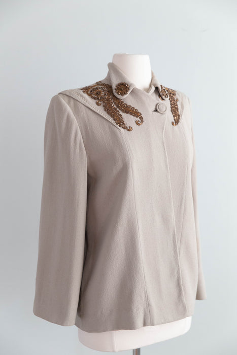 Extraordinary 1940's Beaded Swing Coat by Dolores of California / SM
