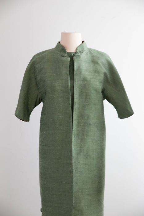 Fabulous 1960's Thai Silk Two Piece Dress & Matching Jacket Set / ML