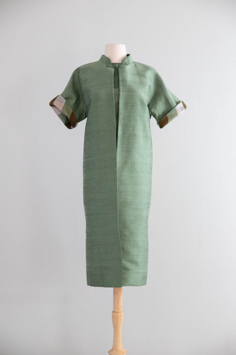 Fabulous 1960's Thai Silk Two Piece Dress & Matching Jacket Set / ML