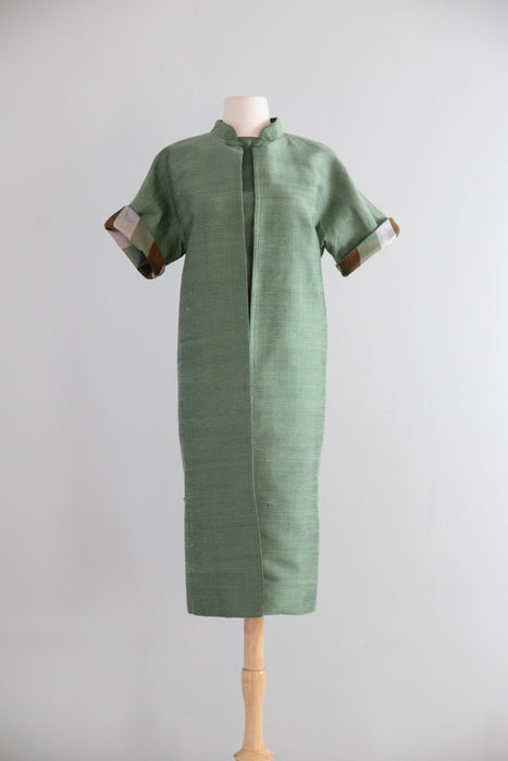 Fabulous 1960's Thai Silk Two Piece Dress & Matching Jacket Set / ML