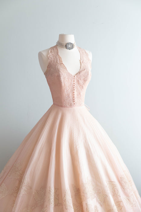 Exquisite 1950's Ballet Slipper Pink Silk Organza Dress By Harvey Berin / Small