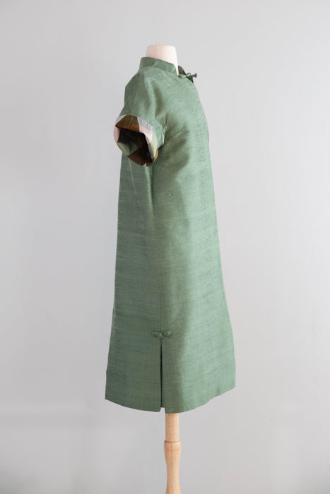 Fabulous 1960's Thai Silk Two Piece Dress & Matching Jacket Set / ML