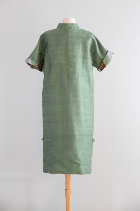 Fabulous 1960's Thai Silk Two Piece Dress & Matching Jacket Set / ML