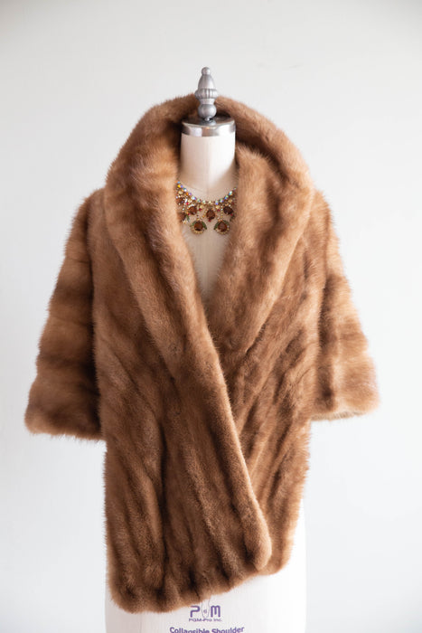 Elegant 1950's Autumn Haze Mink Wrap / OS