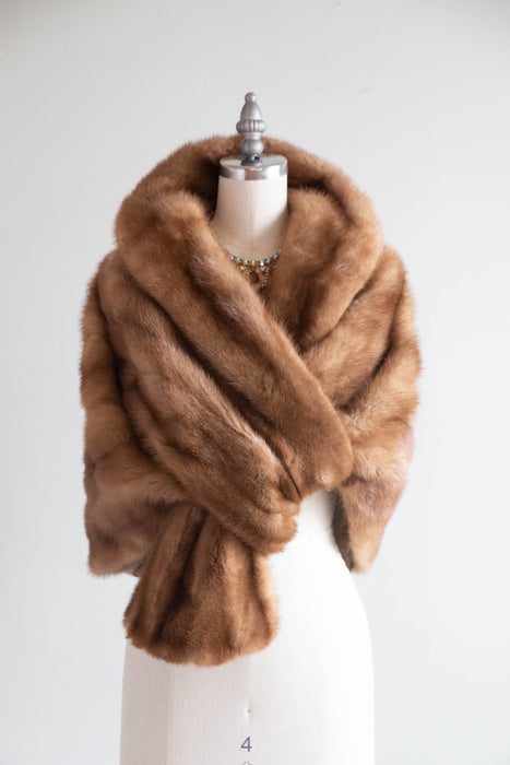 Elegant 1950's Autumn Haze Mink Wrap / OS