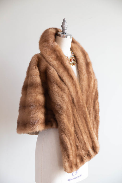 Elegant 1950's Autumn Haze Mink Wrap / OS