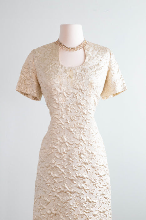 *Florence Sisman Collection* 1960's Metallic Gold Brocade Cocktail Dress With Coat / ML