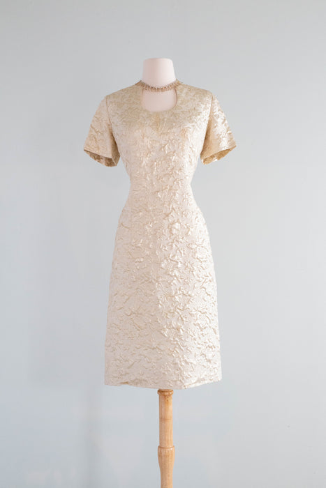*Florence Sisman Collection* 1960's Metallic Gold Brocade Cocktail Dress With Coat / ML