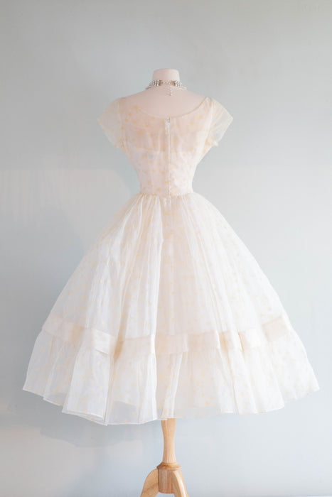 Vintage 1950's Tea Length Wedding Dress With Bows & Full Skirt / SM Xtabay Vintage Vintage 1950's Tea Length Wedding Dress With Bows & Full Skirt / SM Xtabay Vintage