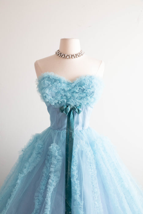 alice in wonderland blue dress Dreamy 1950's Alice In Wonderland Blue Tulle Prom Dress / SM – Xtabay Vintage