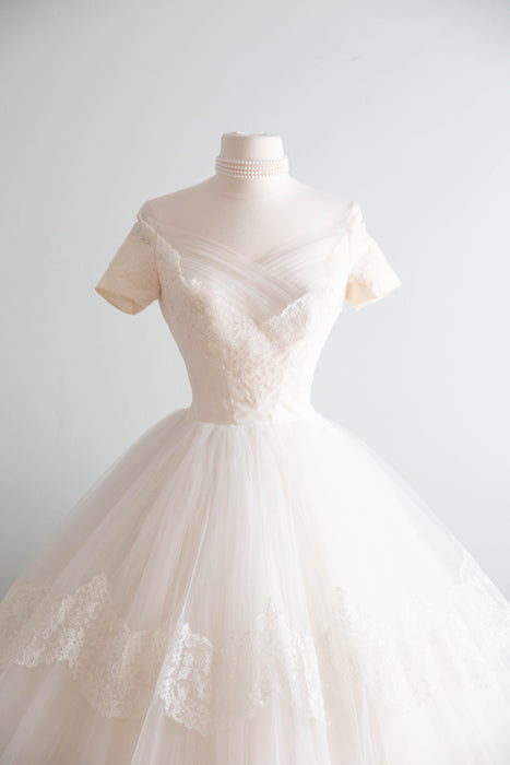 Stunning 1950's Cahill of Beverly Hills Ballet Length Wedding Dress / XS