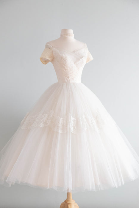 Stunning 1950's Cahill of Beverly Hills Ballet Length Wedding Dress / XS