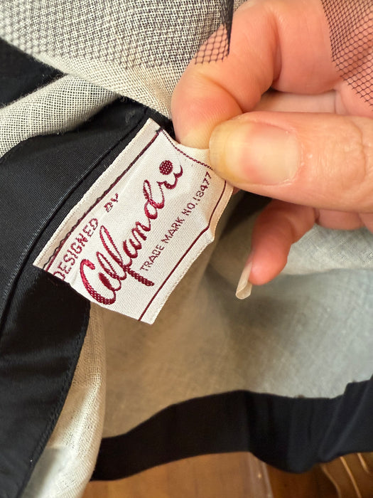 Exquisite 1950's Black Strapless Party Dress With Lace Appliqué & Embroidery By Alfandri / Small