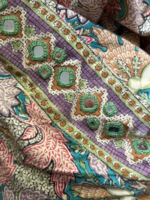 Iconic 1970's Block Print Kaftan Made In Pakistan For I.Magnin With Pockets / M