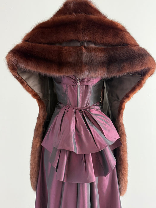 Gorgeous 1950's Extra Long Mahogany Mink Wrap / OS