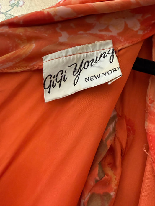 Ravishing! 1950's Gigi Young Floral Chiffon Party Dress With Basque Waist / Small