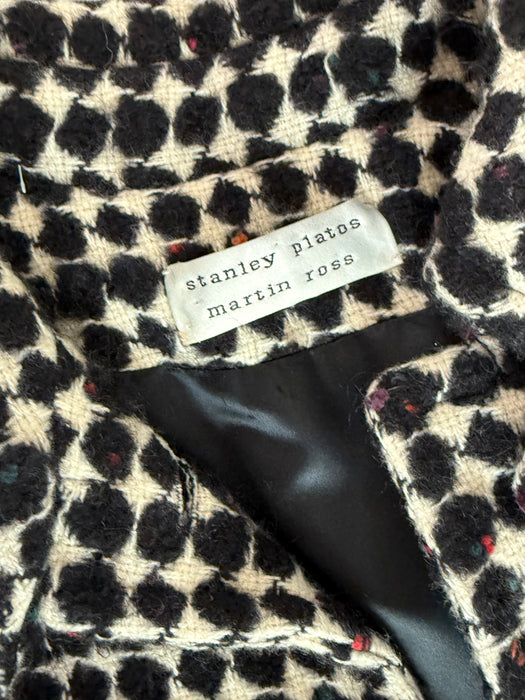 Fabulous 1980's Oversized Wool Geometric Pattern Coat & Skirt Set / SM